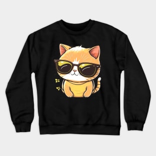 Cute ginger cat wearing sunglasses Crewneck Sweatshirt